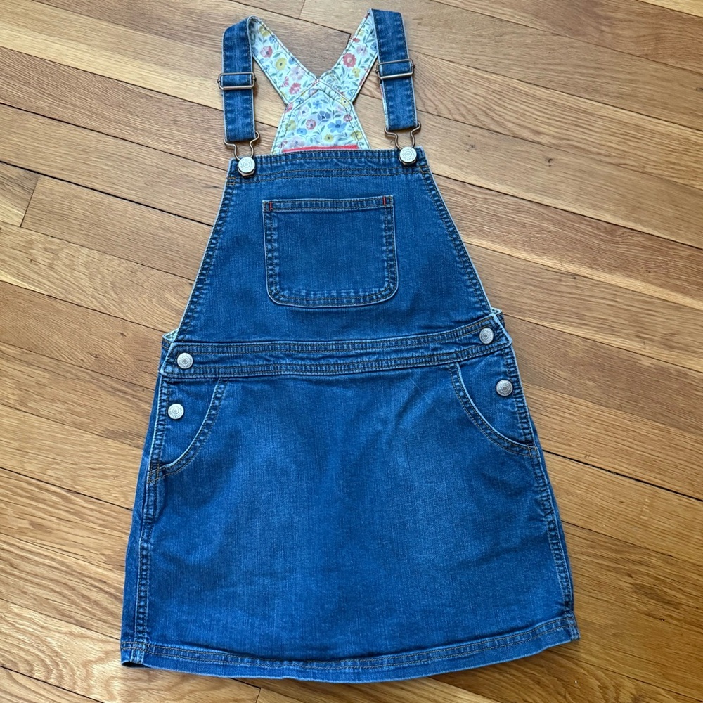 Mini Boden Girls’ 7-8Y Denim Overall Dress w/Adjustable Straps and Pockets